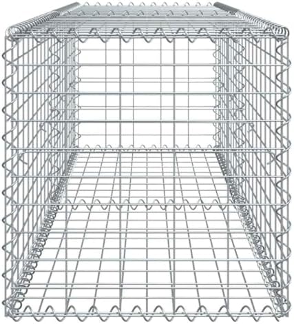 vidaxl Gabion Basket with Cover - Versatile Outdoor Decoration/Structure - Galvanized Iron - 78.7"x19.7"x19.7" - Silver - Image 6