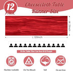 12Pack Red Cheesecloth Table Runners 10FT Gauze Table Runner - Image 4