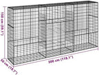 vidaXL Gabion Basket with Cover 118.1"x19.7"x59.1" Galvanized Iron - Image 3