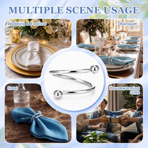 50 Pcs Silver Spiral Napkin Rings Bulk Metal Napkin Holder Buckles - Image 5