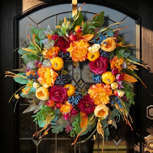 24 Inch Artificial Harvest Fall Wreath for Front Door,Porch & Entryway,Wall - Image 5
