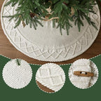 Knit Christmas Tree Skirts, Neutral Tree Skirt, Cozy Christmas Decorations - Image 3