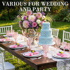 Preboun 24 Pcs Pink Cloth Napkins with Lemon Yellow Rings - Image 6