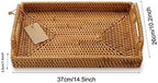 Hand-Woven Rattan Rectangular Serving Tray with Handles for Breakfast, Drinks, Snack for Coffee Table (14.5x10.2x1.4inches) - Image 4