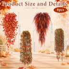 Daifunli 8 Pcs Artificial Fall Hanging Plants Fake Hanging Ferns Plastic Autumn Faux Plants for Wall Room Garden Garland Indoor Outdoor Decor No Basket - Image 2