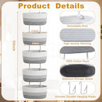 5 Tier Over The Door Hanging Basket, Boho Woven Cotton Wall Mounted, Grey - Image 4