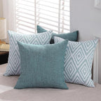 HPUK Throw Pillow Covers 20x20, Set of 4, Blue Textured Couch Pillow Covers - Image 5