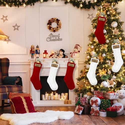 XOYTN 6 Pack Personalized Christmas Stockings,18” Knitted Hanging Stocking - Image 5