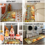 Fall Thanksgiving Pumpkin Kitchen Rugs Set of 2, Hello Pumpkins and Sunflowers Thankful Farmhouse Floor Mats and Rugs Non Skid Washable for Kitchen Home Decor (17"x47"+17"x30") - Image 5