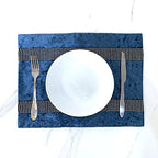HeMiaor Placemats Blue Set of 4 Velvet with Shining Bling Sequins for Christmas Wedding Thanksgiving Day Dinner Table Decoration(12x16-inches) by HeMiaor