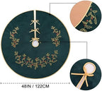 Green Christmas Tree Skirt Velvet 48 Inch - Dark Green Xmas Decorations - Image 5