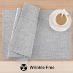 homing Faux Cotton Linen Placemats Set of 6, Cloth Washable Farmhouse Dining Table Mats for Indoors & Outdoors, Easy to Clean, Light Grey, 13 x 19 Inch - Image 5