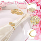 100 Pcs Napkin Rings Gold Table Decorations Durable Bling Leaf Shaped Napkins Rings Round Napkin Holders Buckles for Thanksgiving Day Christmas Dining Table Parties Everyday - Image 3