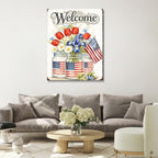 HomeifHue July 4th Patriotic Canvas Wall Art 4th of July USA Decorations American Flag Painting Picture Patriotic Floral Mason Jar USA Flag Poster Independence Day Home Decor(F1 24x36in) - Image 2