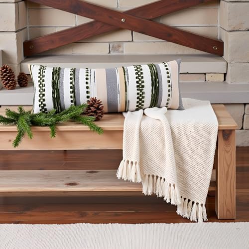 Dark Green Boho Lumbar Throw Pillow Cover 14x36 - Image 6