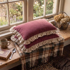patdrea Vintage Red Linen Throw Pillow Covers,Set of 2,12"x20"-Kubum - Image 7