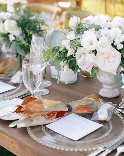 Burnt Orange Coastal Cloth Napkins Set of 6, Holiday Napkins for Baby Shower, Spring Summer Ocean Beach Nautical Sea Wave Washable Reusable Dinner Napkins for Cocktail Wedding Party, 20 x 20 in - Image 2