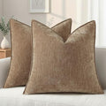 decorUhome Chenille Brown Velvet Throw Pillow Covers 24x24 Set of 2 by decorUhome