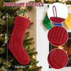 6PACK LumaBria18Inch Cable Knitted Personalized Christmas Stockings, Personalized Hanging Stockings for Holiday Party, Christmas Tree, and Family Home Decor in Red, White, Green - Image 2