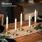 Gold Taper Candle Holder Set of 12, Hewory Short Skinny Brass Candlestick Holders, Vintage Small Low Metal Candles Sticks for Wedding Centerpieces Christmas Birthday Party Holiday Dinning Table Decor - Image 6