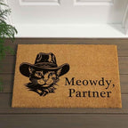 Cat Wearing Cowboy Hat Meowdy Partner Welcome Doormat, 23.6 x 15.7 Inch, Coir with PVC Backing, Non-Slip, Water-Resistant, Modern Style, Small Size - Image 4