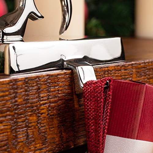 BIRDROCK HOME Photo Frame Stocking Holder - Holiday Greetings Mantle Fireplace Topper - Decorative Christmas Stocking Holder - Stainless Steel Rectangle - Image 4