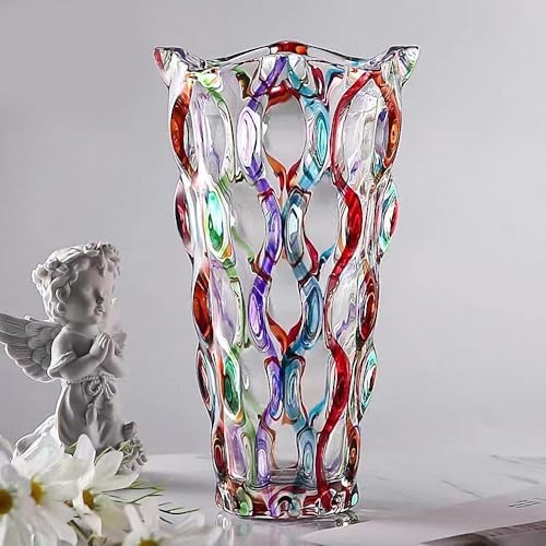 Hand Painted Colorful Vase 11" Tall,Flower Vase Decor for Home Dining Table Living Room,Office Wedding Holiday Party,Handmade Decorative Flower Vase (Colorful) - Image 5