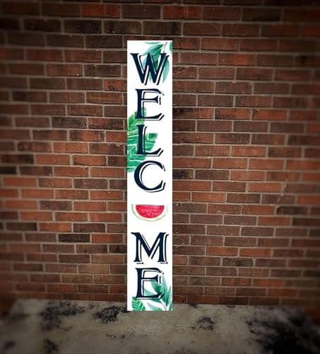 Summer watermelon Welcome Sign for Front Door Outdoor Porch Sign Home Decor Porch Standing Welcome Yard Sign Wood Door Sign Tall Summer Welcome Garden Sign Seasonal Wall Decorations for Outside Patio - Image 3