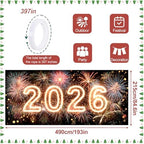 2026 New Year Garage Door Banner 7x16FT, Neon Glow 2026 Fireworks Garage Door Cover, Large Outdoor Happy New Year Decoration Backdrop for Garage Door, Fence, Yard, Party Photo Booth - Image 4