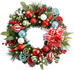 Valery Madelyn 18" Pre-Lit Candy Christmas Wreath for Front Door with Light by ValeryMadelyn
