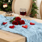 Dusty Blue Cheesecloth Table Runner 120inch Boho Gauze Home Decor - Image 4