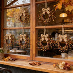 12 Pcs Small Fall Hanging Wreaths with Artificial Acorns Autumn Yellow Orange Berry Buds Mini Cabinet Wreath for Home Table Centerpieces Kitchen Farmhouse Thanksgiving Party Decor - Image 6