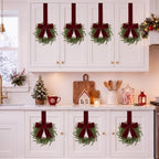 6 Pcs Christmas Burgundy Wreaths Kitchen Cabinet Decorations - Image 4