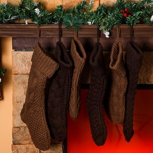 6 Pcs Cable Knit Christmas Stockings Large Christmas Stocking, Lovely - Image 4