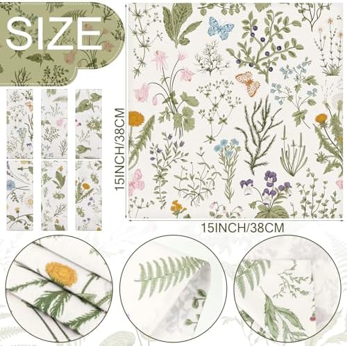 Funnymoom 24 Pcs Floral Cloth Napkins, Herbs Wildflowers Multicolored - Image 3