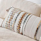 AmHoo Chenille Striped Textured Boho Throw Pillow Covers Aesthetic with Tassels Woven Decorative Pillow Case for Couch Bed Sofa Bedroom Modern Funky 14 x 36-Inch Brown - Image 4