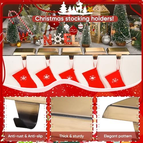 Christmas Stocking Holders for Mantle, Weighted Stocking Hangers, Christmas Stocking Hooks for Tables Window Fireplace Mantle Decoration(Bronze,8PCS) - Image 5