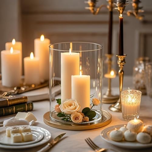 TBWIND 6pcs 6" x 4.7" Clear Glass Cylinder Vases for Centerpieces - Image 5
