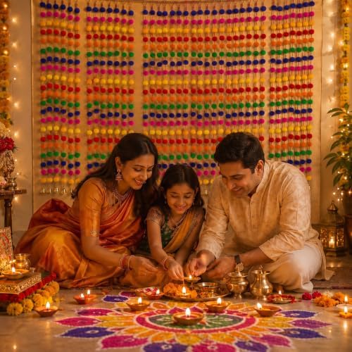 Suncalla 12 Pcs Holi Decorations Marigold Garland 4 ft Long, Bright - Image 4