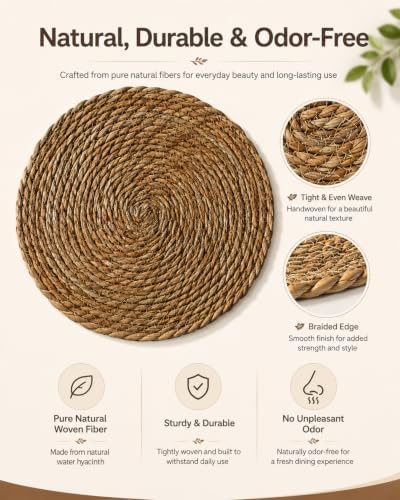 GYKLE Woven Placemats Set of 20, 11.8Inch Round Placemats - Image 3