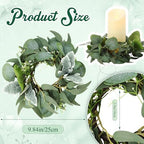 Zeyune 24 Pcs Candle Rings Bulk Artificial Eucalyptus Wreath Novel - Image 2