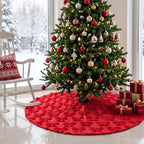 Civaner 48in Red Bow Christmas Tree Skirt Faux Fur - Image 4