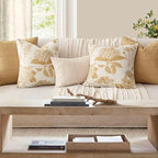Foindtower Set of 2 Linen Floral Vintage Throw Pillow Covers Neutral Accent Print Decorative Cozy Cushion Covers Farmhouse Home Decor for Sofa Chair Couch Bed Living Room,22×22 Inch,Light Yellow - Image 6