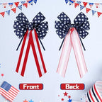 Yunlly 8 Pieces Large Patriotic Bows Decor 4th of July Bows Wreaths Blue White and Red Stripes and Stars for Memorial Day 4th of July Independence Day 250th Anniversary Patriotic Decorations - Image 3