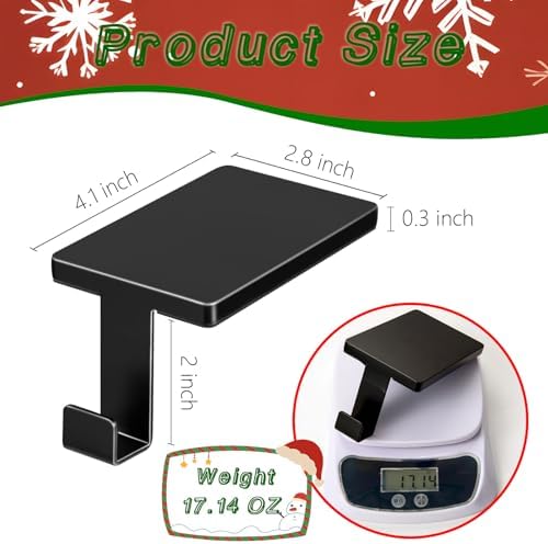 Christmas Stocking Holder for Mantel Fireplace Metal Stocking Hangers Hanging Hooks Heavy Duty Weighted Stocking Holder Bases for Xmas Shelf Fireplace Stair Decor (6, Black) - Image 2