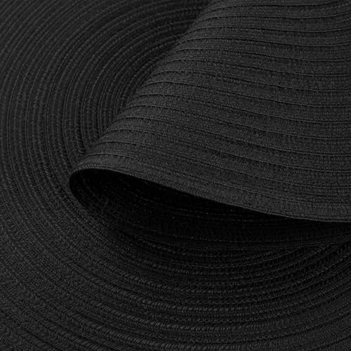 SHACOS Black Round Placemats Set of 12 Heavy Cotton Polyester Woven Braided Place Mats Washable Heat Resistant Non Slip Table Mats - Image 5