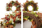 Fall Wreath for Front Door Artificial Peonies Autumn Winter Wreaths for Front Door Outside Wall Or Window Décor (Brown) - Image 2