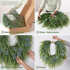 22" Artificial Eucalyptus & Saw Grass Wreath for Front Door Decor - Image 5