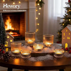Hewory Glass Tealight Candle Holder: 24 PCS Clear Votive Candle Holders - Image 5
