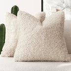 Foindtower Decorative Fuzzy Faux Fur Throw Pillow Cover 26x26 Inch Ivory by Foindtower